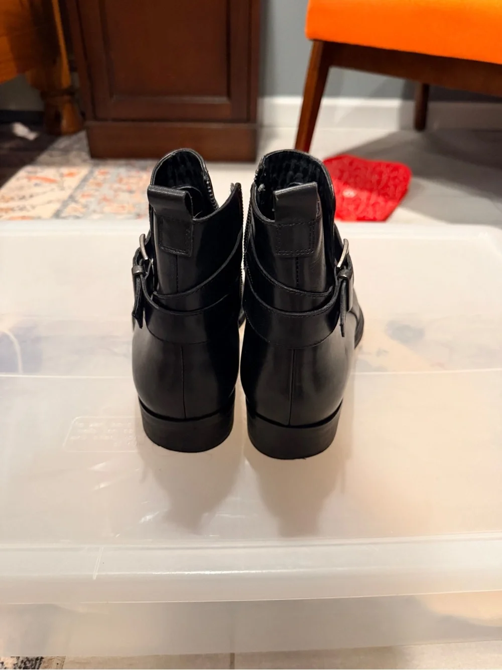 Karl Lagerfeld Black Leather Chukka Boots with Buckle